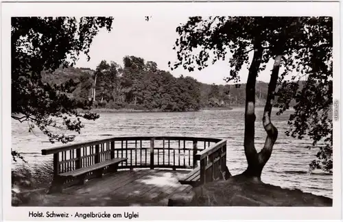 Eutin Holsteinische Schweiz - Angelbrücke am Uglei Uklei Foto Ansichtskarte 1968