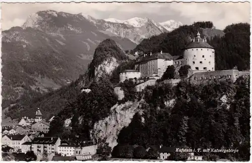 Kufstein Blick auf Stadt und die Burg Foto Ansichtskarte Postcard 1955
