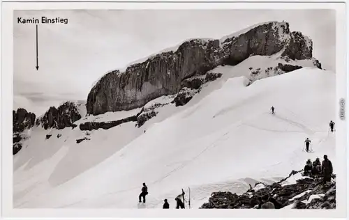 Oberstdorf (Allgäu) Skifahrer am Hahnenköpfle Foto Ansichtskarte  1940