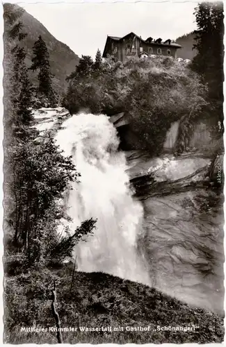 Krimml Mittlerer Krimmler Wasserfall mit Gasthof Schönangerl Ansichtskarte 1964