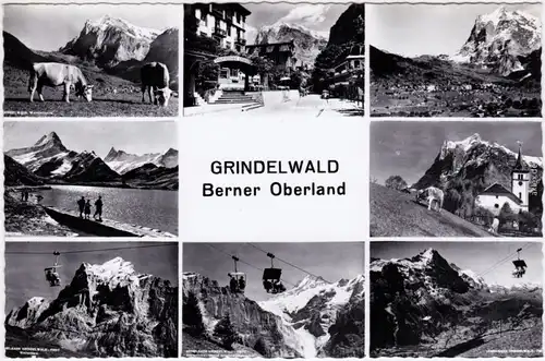 Grindelwald Mehrbild: Straßen, Berglifte, Panoramen Alm Foto Ansichtskarte 1964