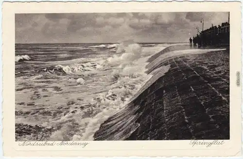 Norderney Damm - Springflut Ansichtskarte 1928