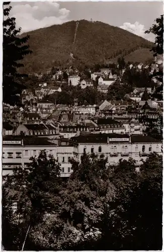 Baden-Baden Blick auf Merkur und Bergbahn  Foto Ansichtskarte 1961