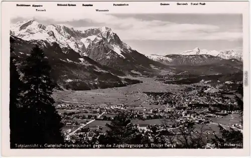 Garmisch-Partenkirchen Totalansicht gegen Zugspitzgruppe und Tiroler Berge 1935