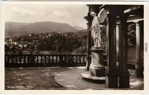 Ansichtskarte Baden-Baden Echo, Statue und Stadt 1940