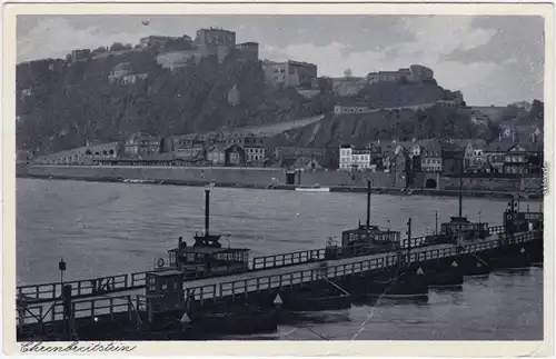 Koblenz Brücke und Ehrenbreitenstein Ansichtskarte 1930