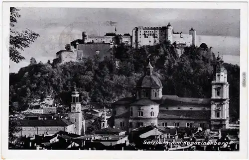 Salzburg Blick über die Stadt auf den Kapuzinerberg Ansichtskarte 1941