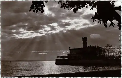 Langenargen am Bodensee Abendstimmung über dem Schloß 1957