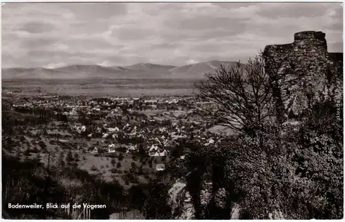 Foto Ansichtskarte Badenweiler Stadt - im hintergrund die Vogesen 1964