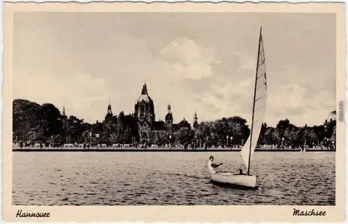 Ansichtskarte Döhren Wülfel Hannover Segelboot auf dem Maschsee 1935