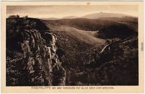 Bad Harzburg Rabenklippe mit Blick nach dem Brocken Ansichtskarte  1928
