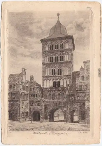 Lübeck Burgtor (Künstlerkarte) Ansichtskarte  1928