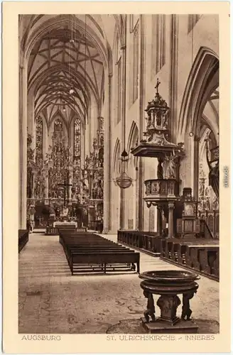 Ansichtskarte Augsburg inneres der St. Ulrichskirche 1926