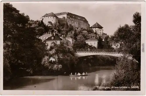 Tübingen Ruderer - Alleenbrücke und Schloß Foto Ansichtskarte 1940