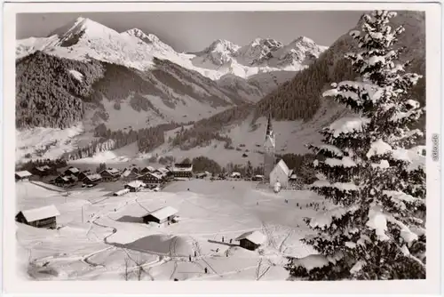 Mittelberg Winterbild im kl. Walsertal mit Schafalpgruppe Fotokarte 1961