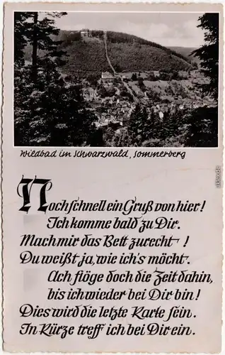 Bad Wildbad Sommerberg, Schwarzwald - Spruchkarte Ansichtskarte 1965