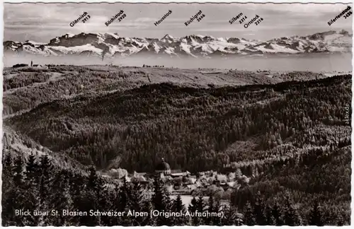 St. Blasien Blick über St. Blasien mit Schweizer Alpen Ansichtskarte 1965