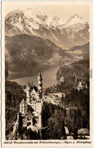 Foto AK Schwangau Schloss Neuschwanstein mit Alpsee und Hochgebirge 1965