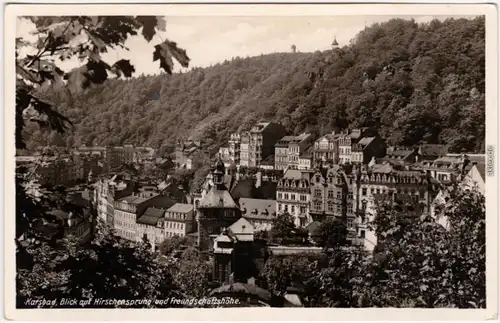 Karlsbad Karlovy Vary Blick auf Hirschensprung und Freundschaftshöhe 1932