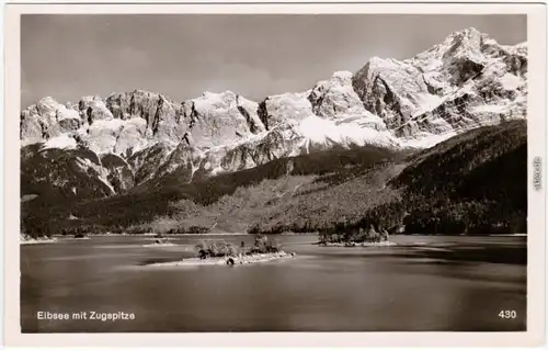 Foto Ansichtskarte Garmisch-Partenkirchen Eibsee mit Zugspitze 1940