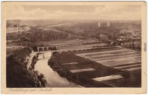Ansichtskarte Saaleck Bad Kösen Rudelsburg Saaleck - Brücken und Felder 1928