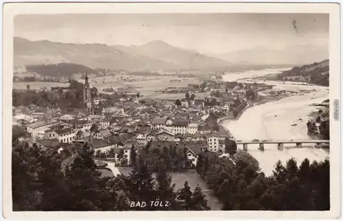 Bad Tölz Blick über die Stadt Foto Ansihtskarte  1932