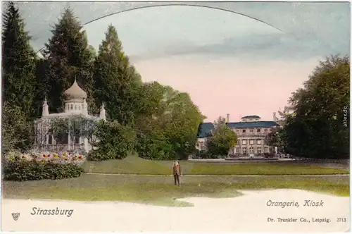 Straßburg Strasbourg Orangerie, Kiosk Elsaß colorierte Ansichtskarte CPA 1902