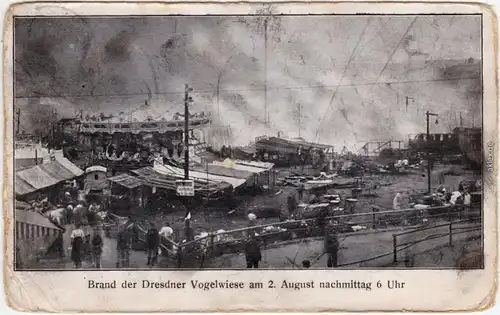 Johannstadt Dresden Brand der Dresdner Vogelwiese 2 August nachmittag 6 Uhr 1909