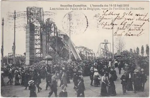 Brüssel Bruxelles Les ruines du Palais de la Belique Katastrophe Expo 1910