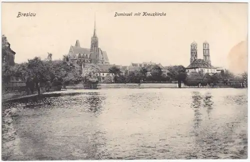 Breslau Wrocław Dominsel mit Kreuzkirche Ansichtskarte Slaskie  1914