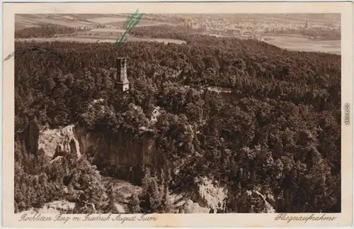 Rochlitz Luftbild: Rochlitzer Berg Friedrich August Turm b Döbeln Mittweida 1929
