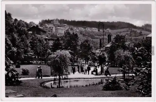 Sankt Joachimsthal Jáchymov Kurpark und Straße Ansichtskarte 1932