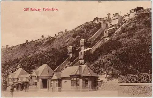 Folkestone Cliff Railway England Postcard Ansichtskarte 1912