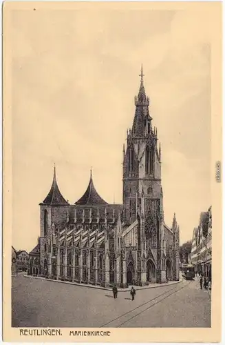 Reutlingen Straßenpartie an der Marienkirche Ansichtskarte 1916