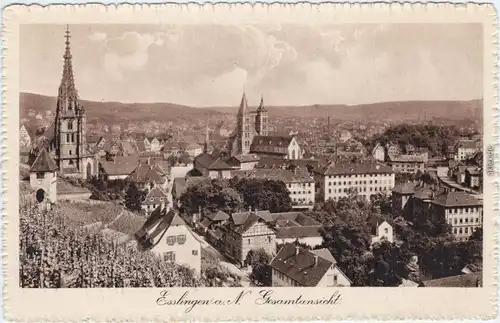 Ansichtskarte Esslingen Stadt und Straßenblick 1917