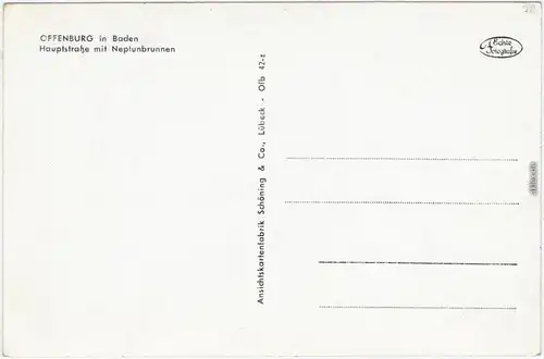 Ansichtskarte Offenburg Hauptstraße, Neptunbrunnen - Geschäfte 1932