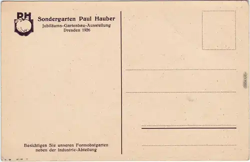 Dresden Drježdźany Gartenausstellung Sondergarten Paul Hauber Ansichtskarte 1926