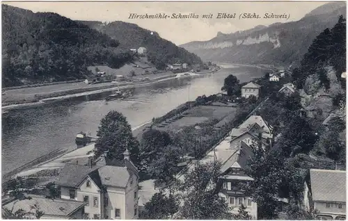Schmilka Hirschmühle - Straßenpartie Ansichtskarte b Bad Schandau 1932