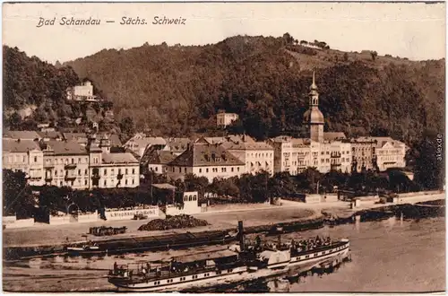 Bad Schandau Stadt, Dampfer Ansichtskarte 1915