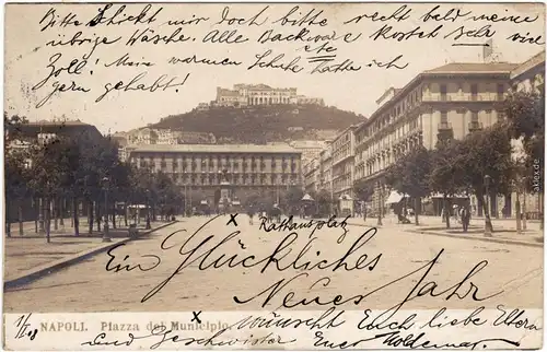 Neapel Napoli Pliazza del Munieipio Vintage Foto Postcard Fotokarte 1907