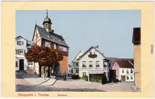 Königstein (Taunus) Straßenpartie am Cafe und Rathaus Ansichtskarte 1912