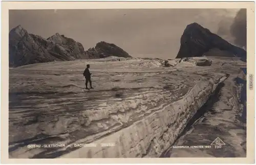 Hallstatt Bergsteiger an Gletscherspalte Gosaugletscher Dachstein Fotokarte 1926