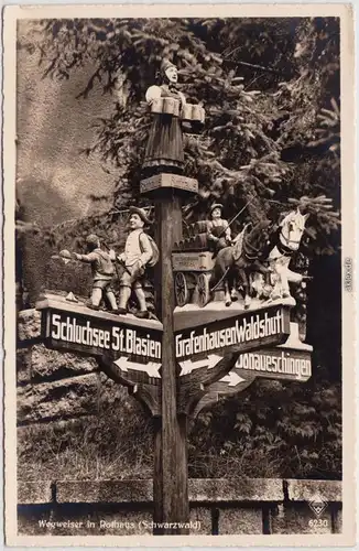 Rothaus Grafenhausen Wegweiser, Schluchsee St. Blasien, Donaueschingen 1932