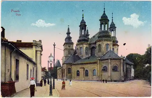 Posen Poznań Straßenpartie am Dom Ansichtskarte Großpolen Wielkopolskie  1916