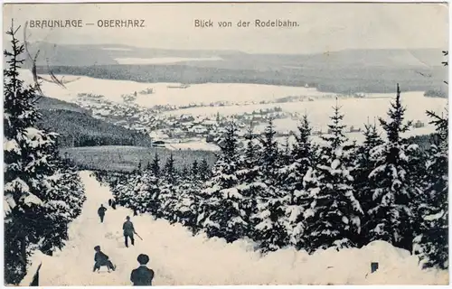Braunlage Blick von der Rodelbahn Ansichtskarte b Goslar Harz Winter1913