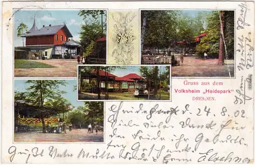 Loschwitz Dresden Drježdźany Ansichtskarte  3BGruß vom Volksheim Heidepark 1902