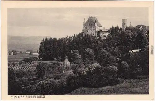 Mindelheim Dorf und Schloß Mindelburg Aqnsichtskarte Allgäu 1914