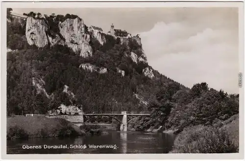 Beuron Oberers Donautal, Brücke und Schloß Werenwag Fotokarte b Sigmaringen 1933