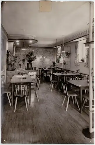 Sulz am Neckar Innenansicht - Cafe Pension Erika Fotokarte Rottweil 1962