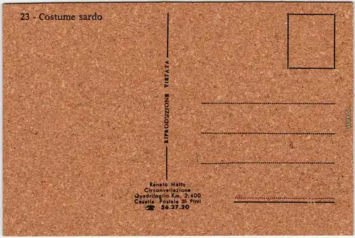 Sardinien Kork Karte: Costume sardo - Sardinische Tracht 1970